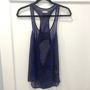 Sheer Electric Blue Racerback Peephole Back Tank